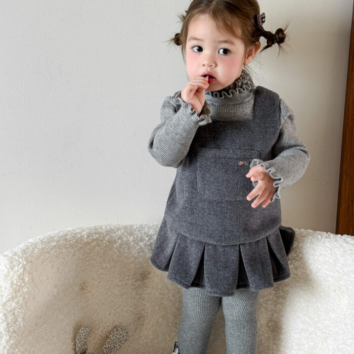 韓版冬季73~100cm - 學院風背心裙 / 打底衣