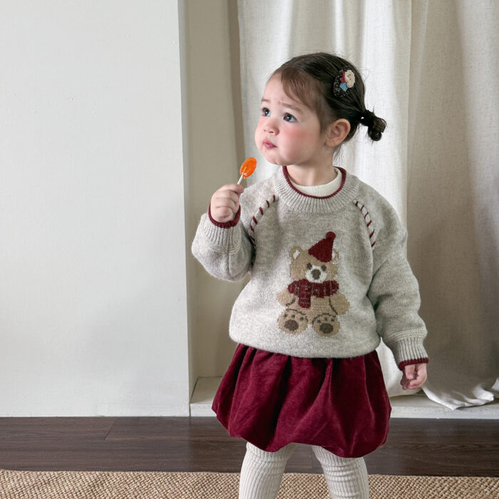 韓版冬季73~100cm - 小熊毛衣 / 燈心絨花苞褲