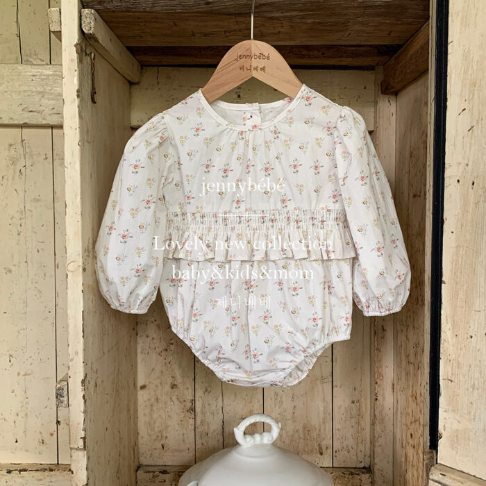 韓版秋季66~90cm - 碎花荷葉包屁衣