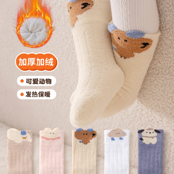 0~3歲 - 加厚保暖動物襪(一組三雙) /2色