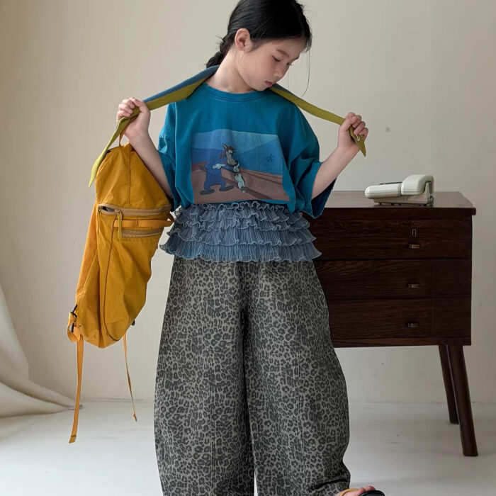 韓版夏季100~160cm - 豹紋彎刀褲