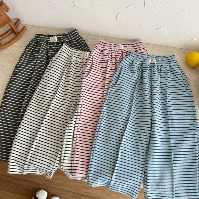 韓版夏季100~160cm - 百搭休閒橫條褲 / 四色