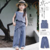凹豆夏季100~150cm -超好看日系條紋背心套裝(上衣+下褲+屁兜)
