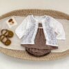 韓版夏季73~110cm - 格紋小蕾絲套裝 (上衣+下褲)：圖片 3