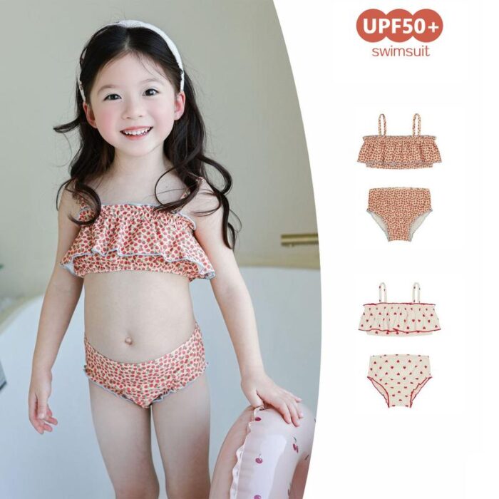 韓版泳裝80~130cm - 二件式泳衣含帽子 / 二色