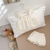 韓版夏季73~120cm - 小蕾絲飛繡上衣+花苞褲：圖片 12