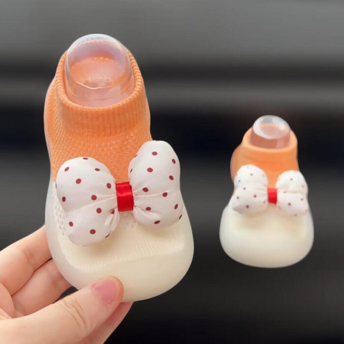 11~15.5cm - 蝴蝶結撞色室內軟底襪型鞋 / 五色