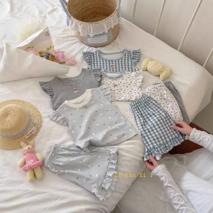 可愛荷葉邊居家服 (90~130cm) / 四色