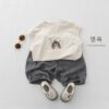 日系線條拼接七分褲 / 二色 (80~130)：圖片 2