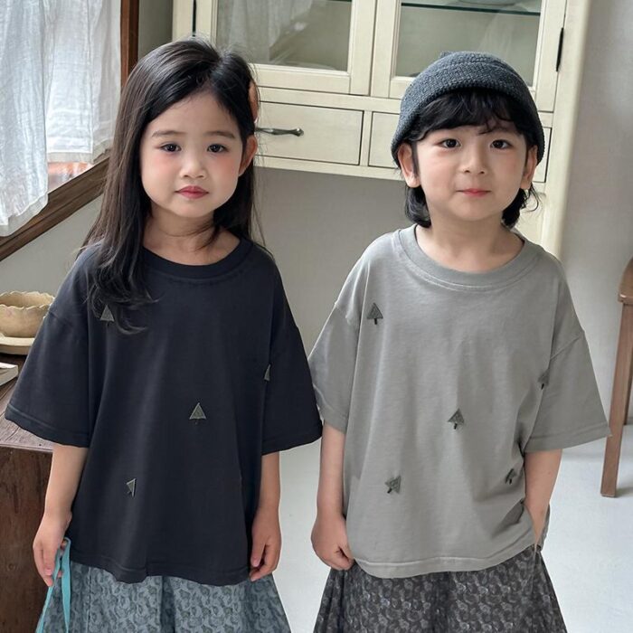 日系三角樹落肩上衣 / 二色 (80~140)