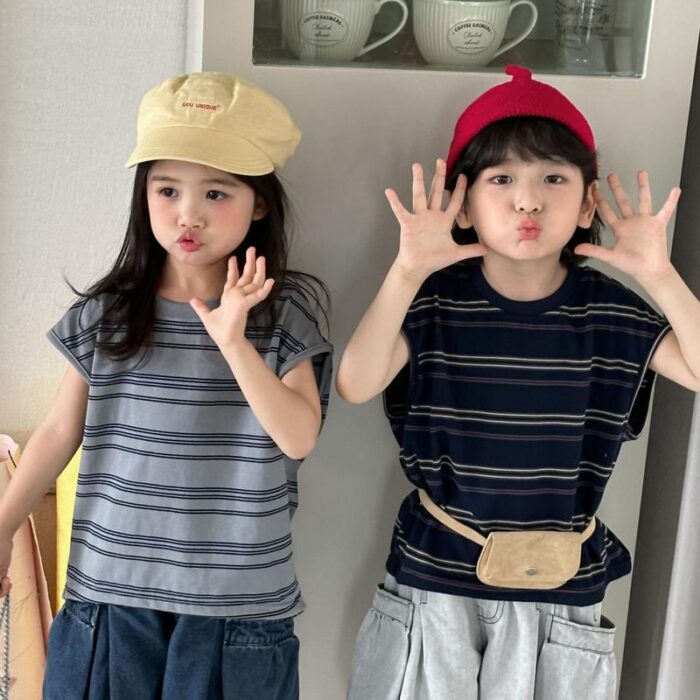 橫條落肩背心 / 二色 (80~140)