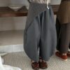 日系線條屁兜寬鬆闊腿褲 / 二色 (80~140) 灰100X：圖片 9
