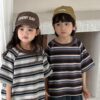 橫條落肩上衣 / 二色 (80~140) 淺100X深80X：圖片 12