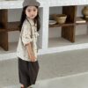日系線條屁兜寬鬆闊腿褲 / 二色 (80~140) 灰100X：圖片 11