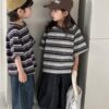 橫條落肩上衣 / 二色 (80~140) 淺100X深80X：圖片 13