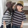 橫條落肩上衣 / 二色 (80~140) 淺100X深80X：圖片 3