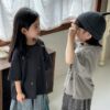 日系三角樹落肩上衣 / 二色 (80~140)：圖片 3
