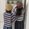 橫條落肩上衣 / 二色 (80~140) 淺100X深80X：圖片 4