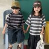 橫條落肩上衣 / 二色 (80~140) 淺100X深80X：圖片 7