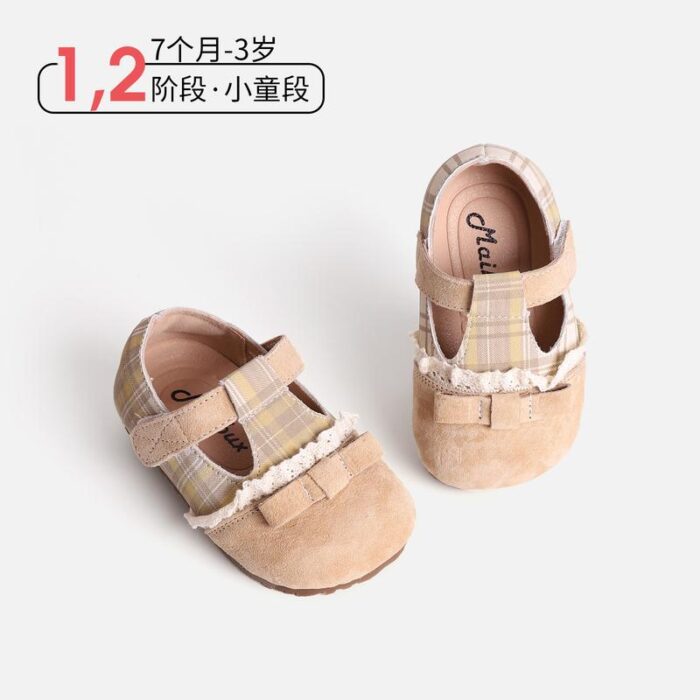 12.5~16.5cm - 格紋蕾絲復古鞋 / 三色