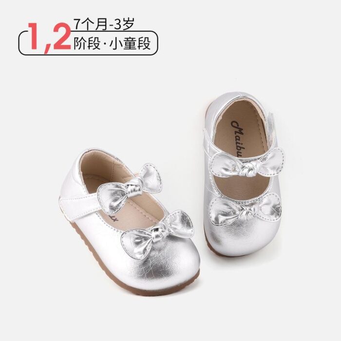 12.5~16.5cm - 雙蝴蝶結紋路皮公主鞋 / 三色