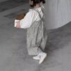荷葉領上衣 / 方格吊帶褲100X(73~90)：圖片 2